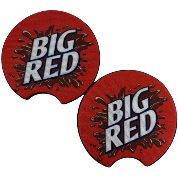 Car Coasters Big Red Soda Pop Beverage Set of 2 Neoprene Absorbent - Picture 2 of 9